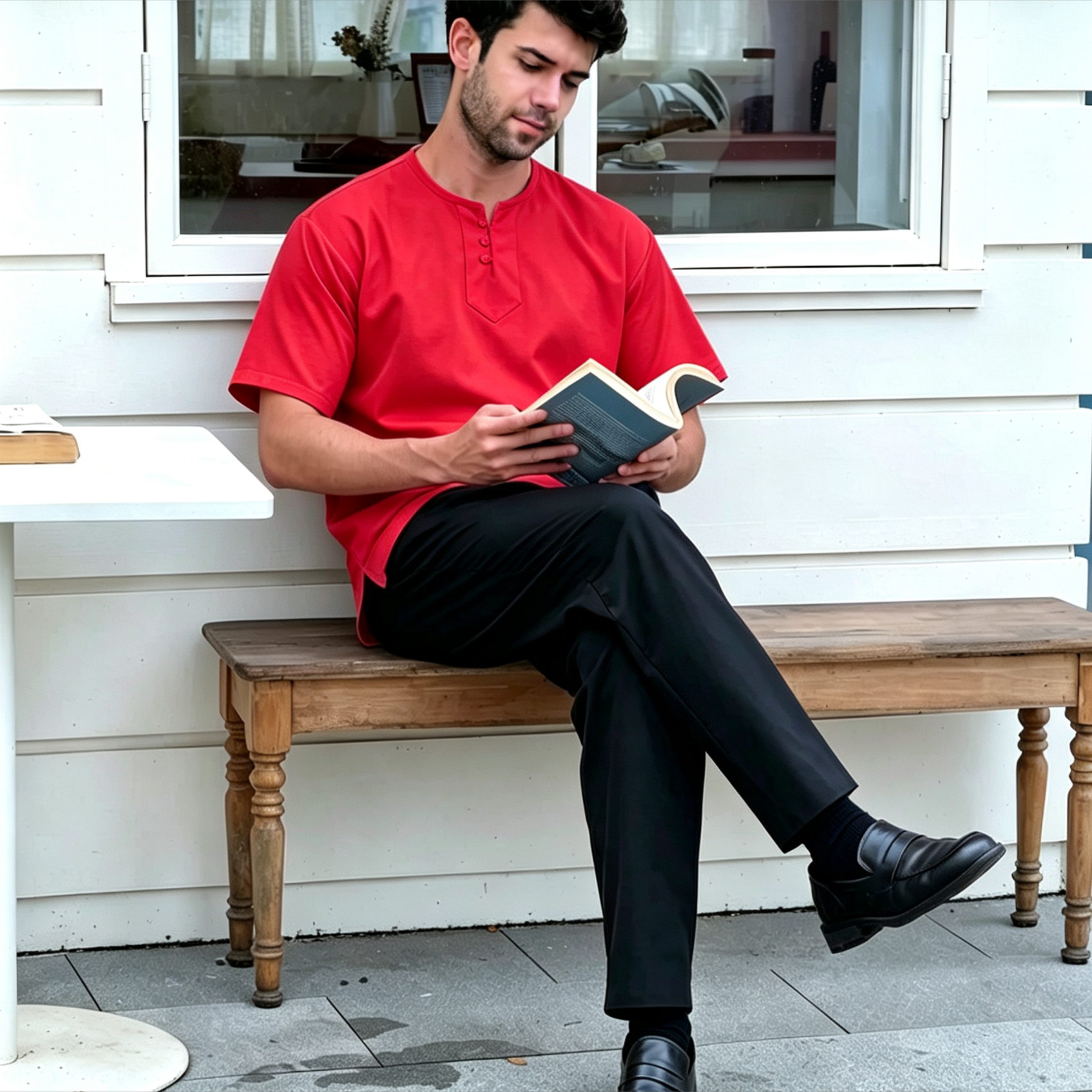 3-Button Henley Kurta Shirt - Premium Ironless Muslim Top for Men