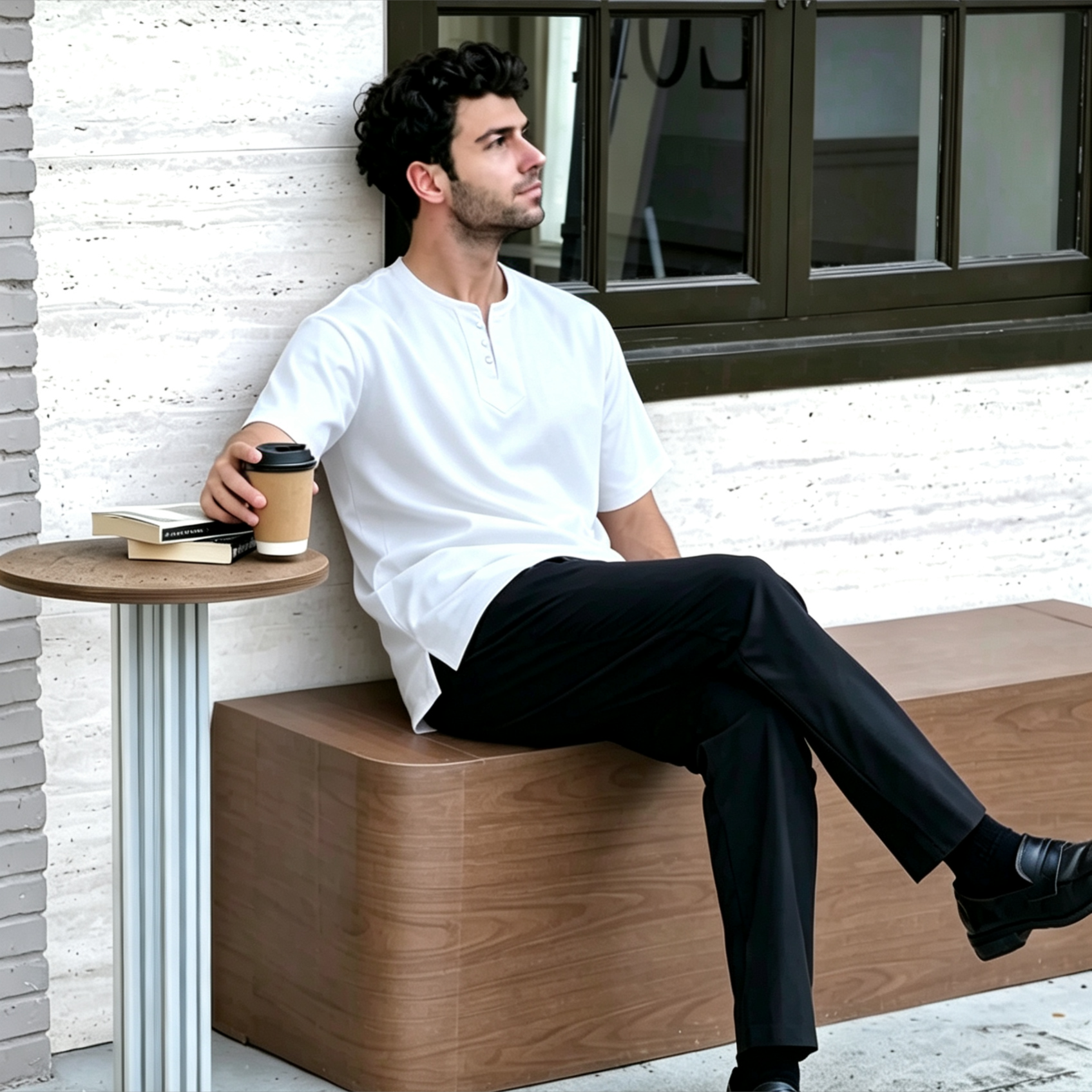 Men's Modern 3-Button Henley Kurta Shirt