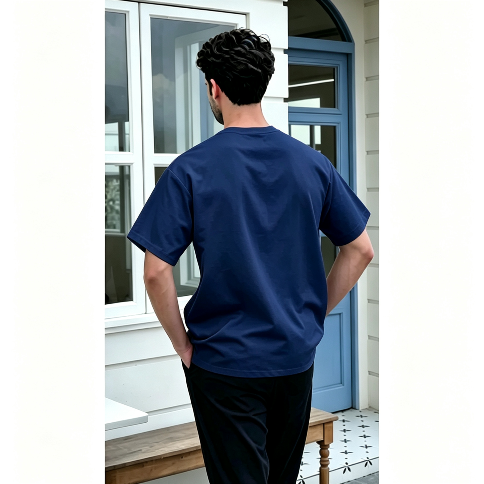 Short Sleeve Top Modern Muslim Kurta Laluan Angin Casual T-Shirt