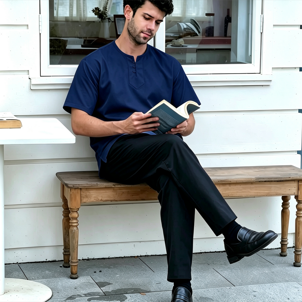 Short Sleeve Top Modern Muslim Kurta Laluan Angin Casual T-Shirt