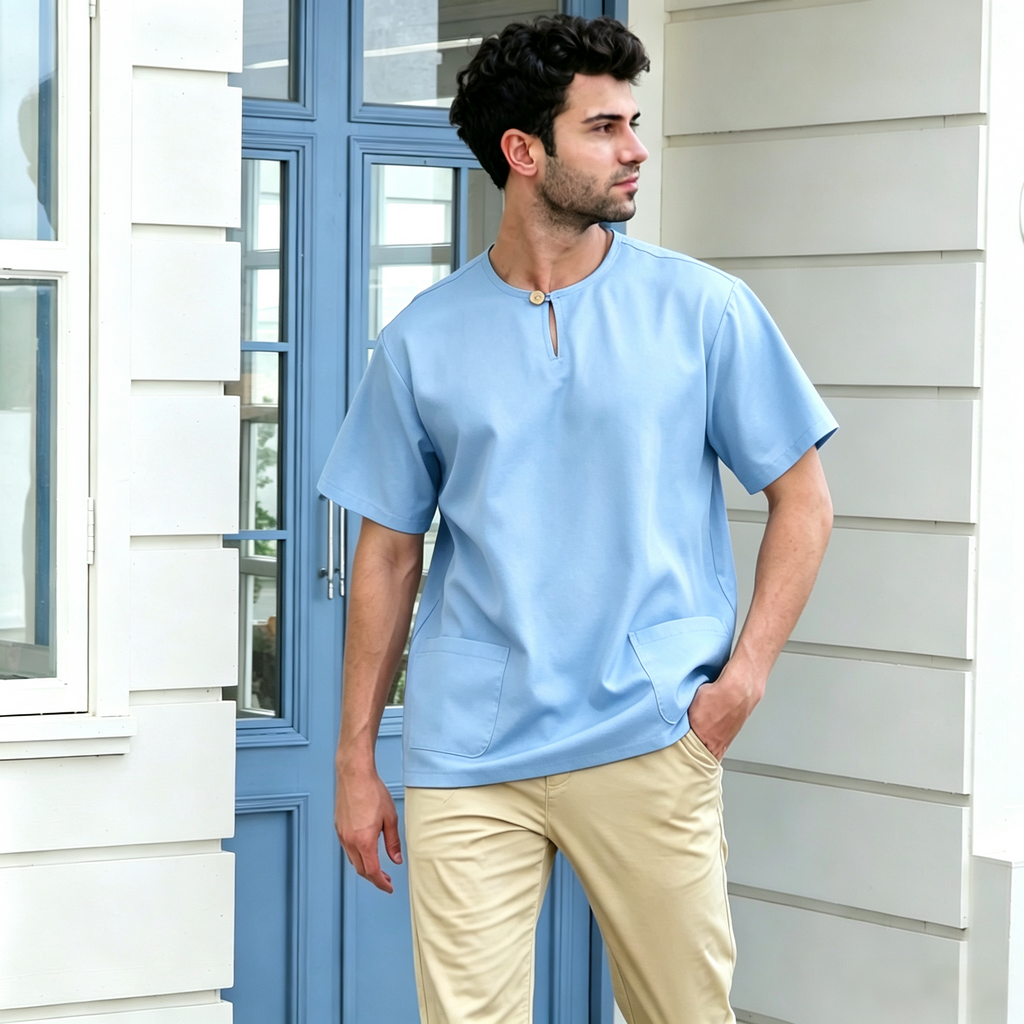 Premium One-Button Kurta | Ironless Abloh Crepe - Tailored Sophistication for Men