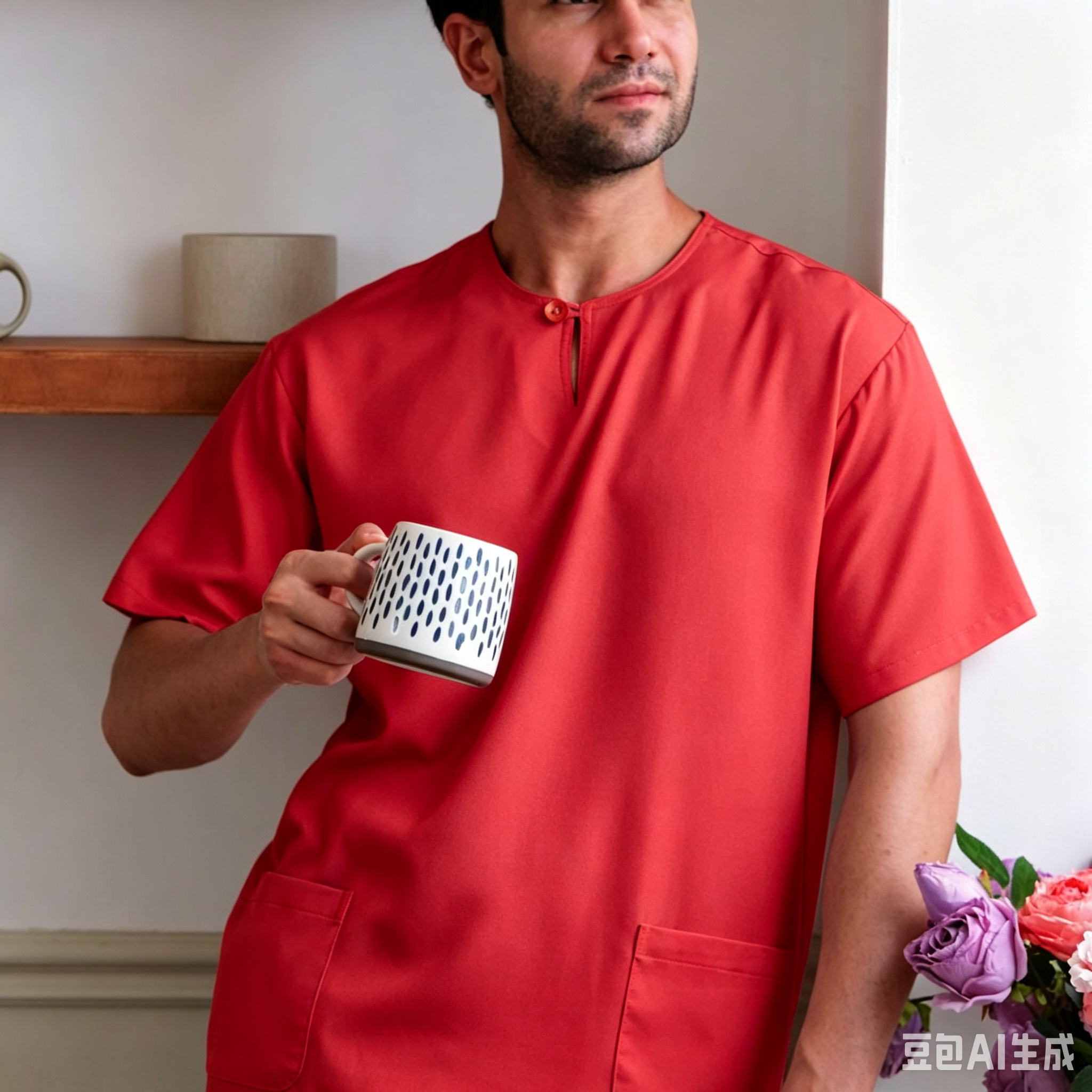 Command Attention. The Ultimate Bold Red Minimalist Kurta.