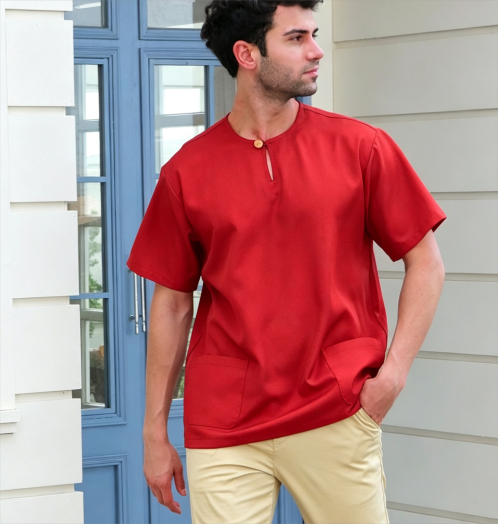Command Attention. The Ultimate Bold Red Minimalist Kurta.