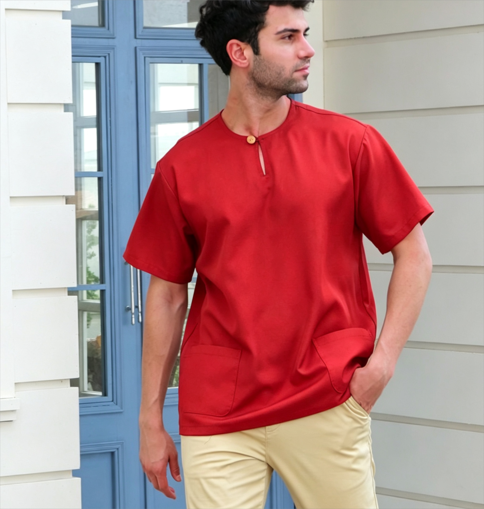 Command Attention. The Ultimate Bold Red Minimalist Kurta.