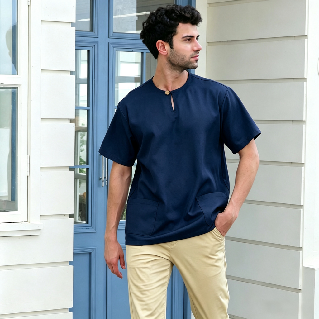 Premium One-Button Kurta | Ironless Abloh Crepe - Sophisticated & Tailored Fit