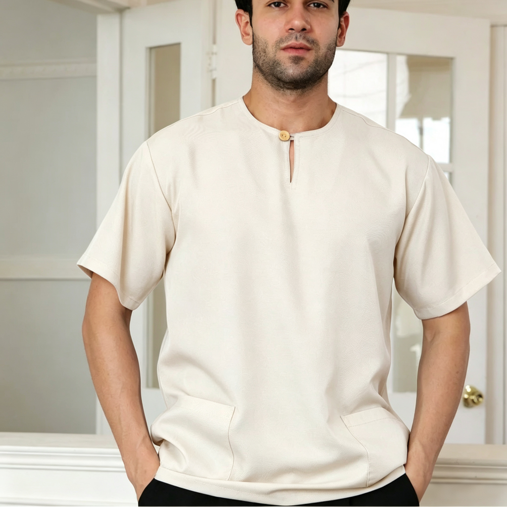 Premium One-Button Kurta | Ironless Abloh Crepe - Baju Ibadah Paling Selesa & Segak