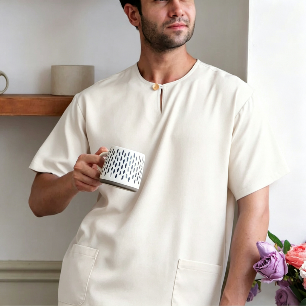 Premium One-Button Kurta | Ironless Abloh Crepe - Baju Ibadah Paling Selesa & Segak
