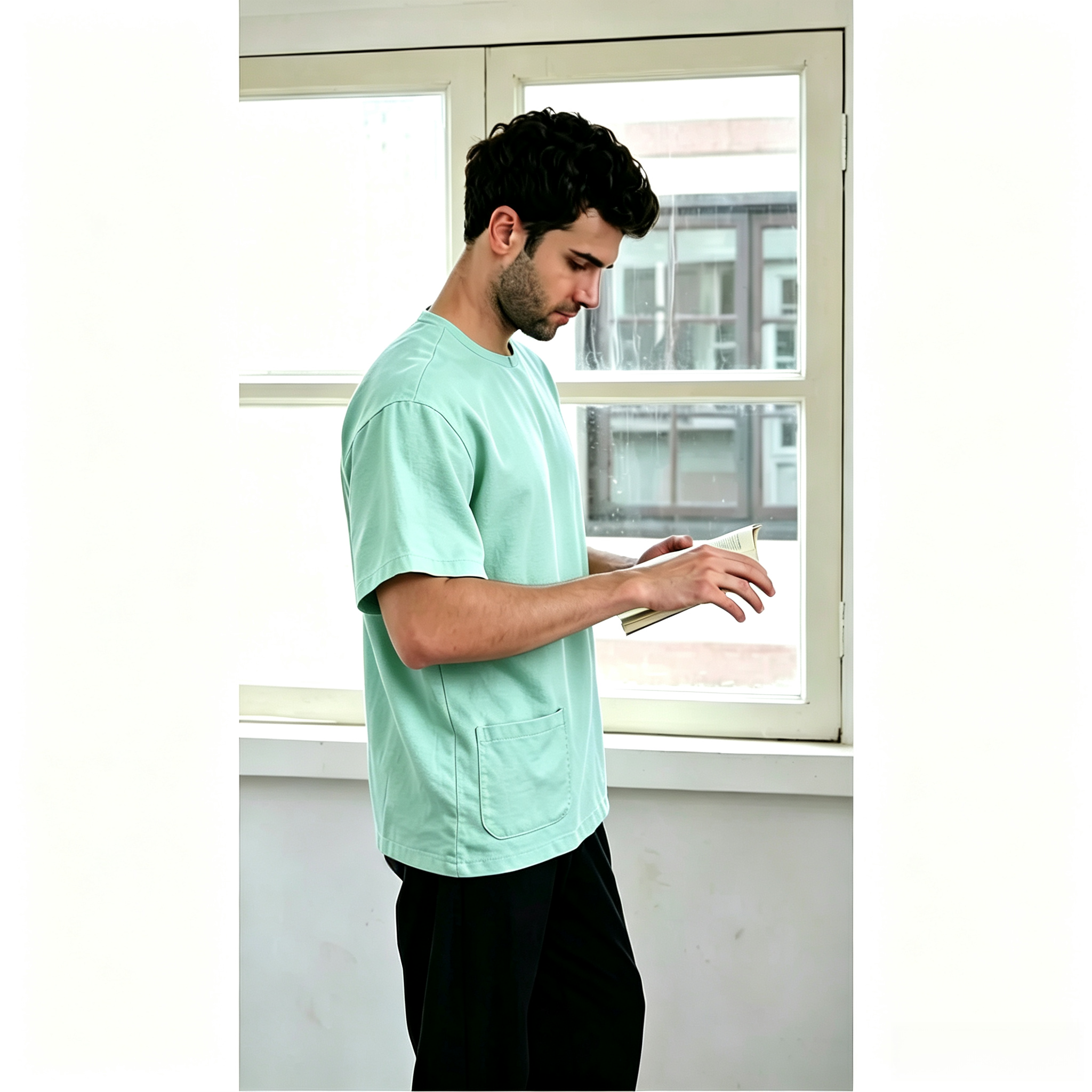 Premium One-Button Kurta | Ironless Abloh Crepe - Refreshing Mint Green Style