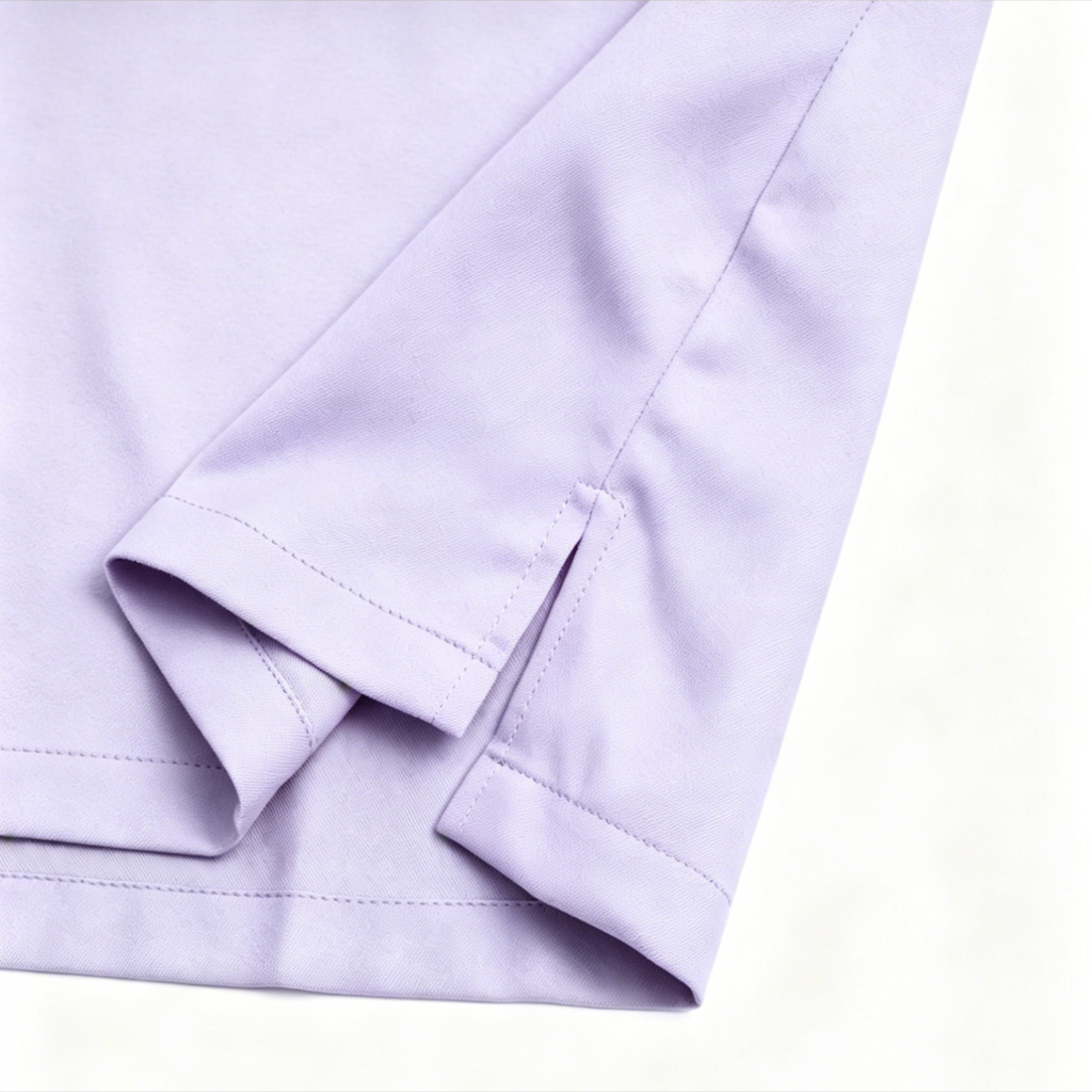 Premium One-Button Kurta | Ironless Abloh Crepe - Charming Lavender Minimalist Style