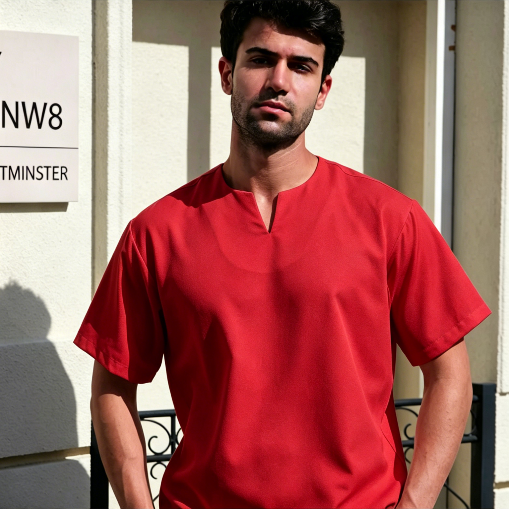 Breathable Short Sleeve Kurta - Maroon Ultra-Cooling Men's Prayer Wear