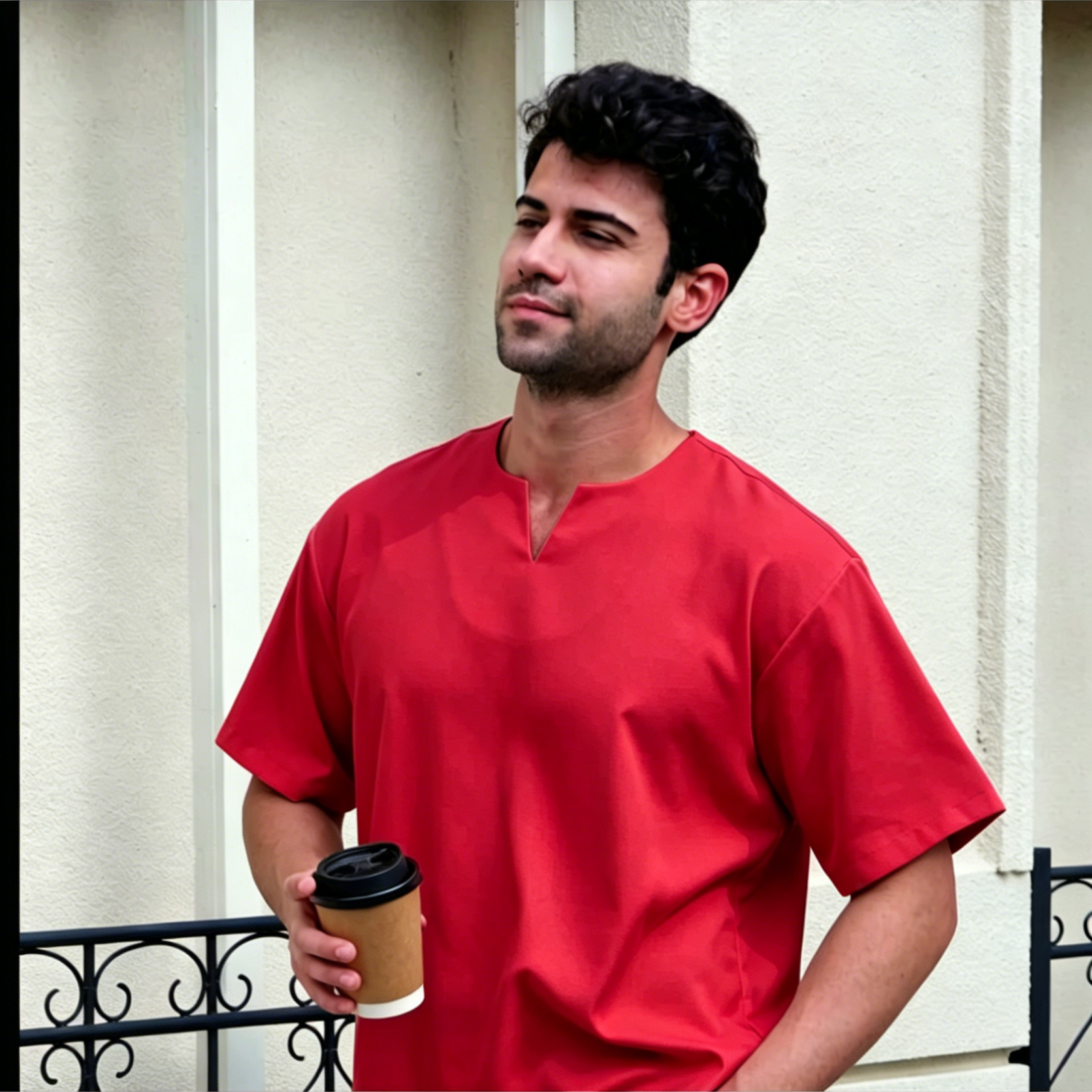 Breathable Short Sleeve Kurta - Maroon Ultra-Cooling Men's Prayer Wear