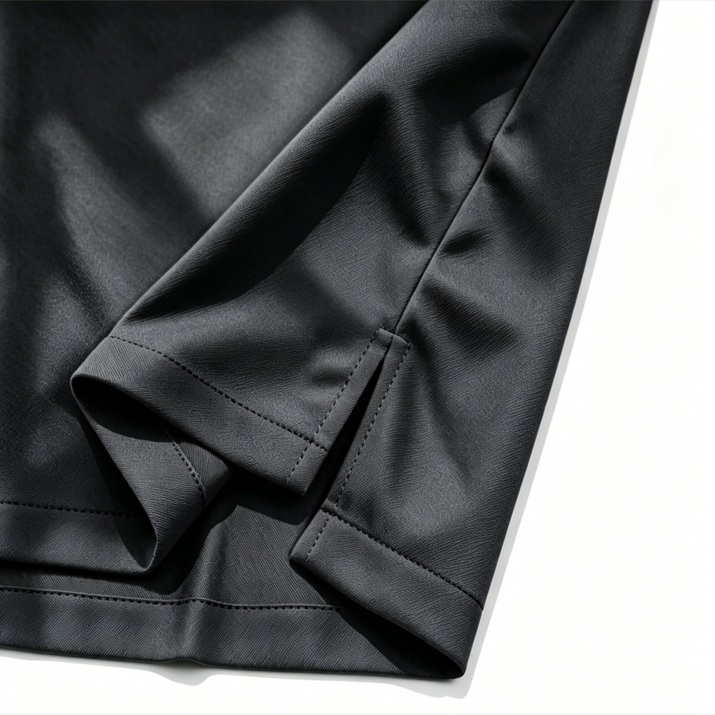 Premium One-Button Kurta | Ironless Abloh Crepe - Timeless Black Elegance