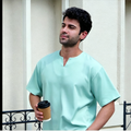 Breathable Short Sleeve Kurta - Mossgreen Ultra-Cooling Men's Prayer Wear