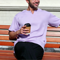 Veylina Modern V-Neck Kurta Moden - Ultra-Cooling Lavender Islamic Top with Pockets