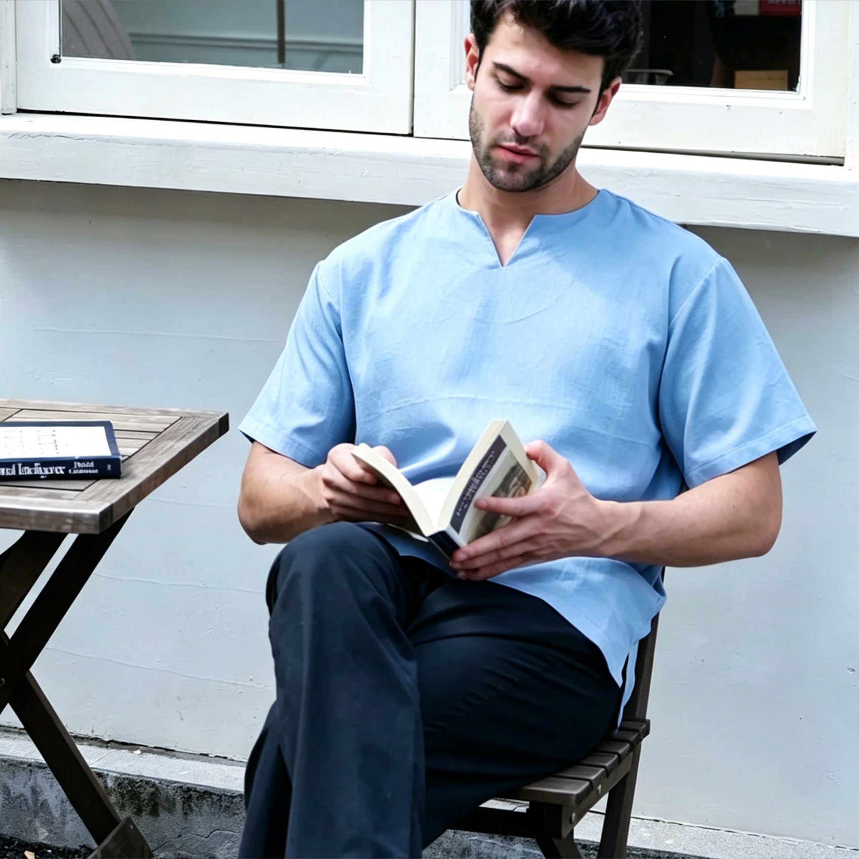 Modern V-Neck Kurta Moden Light Blue Top