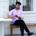 3-Button Men's Short-Sleeve T-Shirt – Breathable Abloh Crepe Fabric, Summer Casual